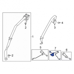 Ford Escape MK4 20-24 Rear Seat Belt Latch, Black, with Wire