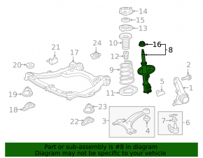 Front right shock absorber for Toyota Camry v55 15-16 usa LE, rusty