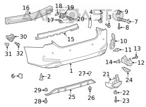Bare rear bumper Lexus ES350 19- for parking sensors F-SPORT