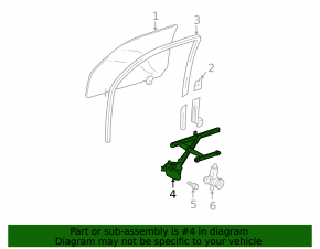 Window lift mechanism front right Lexus GX470 03-09 with motor, torn boot