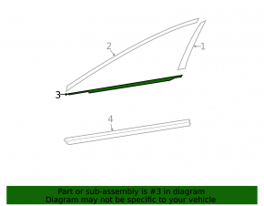 Door-glass molding, central front left, Nissan Altima 13-18, chrome