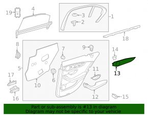 Door trim panel (card) for the rear right Mercedes GLC 16-22, linden wood, with backlighting, with speaker grille, scratches