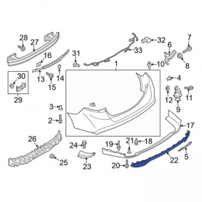 Rear bumper trim Ford Fusion mk5 13-18 for 1 pipe, structure, scratch