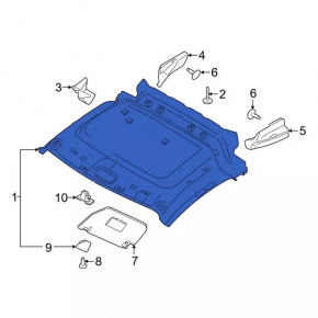 Ford Transit Connect MK2 13-23 Front Headliner (without rear section) Gray