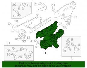 Turbine assembly with manifold for Land Rover Range Rover Evoque 14-18