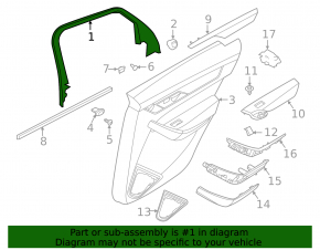 Door frame inner rear left Jaguar F-Pace X761 17- black