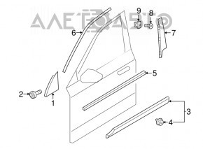The front right side door trim panel of a Volvo XC90 16-26 is worn out.