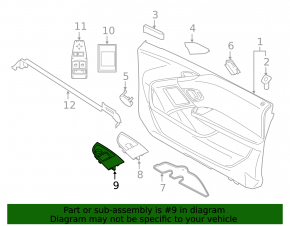 BMW i3 14-21 front left window control trim, black