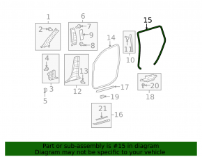 Rear left door seal for Toyota Highlander 2008-2013, gray