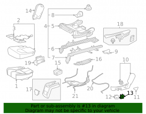 Toyota Highlander 20-22 black rear left seatback recline lever, 2nd row