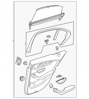 Door trim panel rear left Mercedes GLC 16-22 leather black, AMG pack