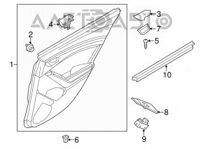 Door trim card rear left Mazda 3 14-18 BM black