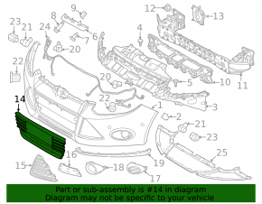 Front bumper grille central Ford Focus mk3 11-14 dorest mat