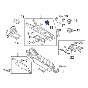 Ford Fiesta 11-19 center console trim gray