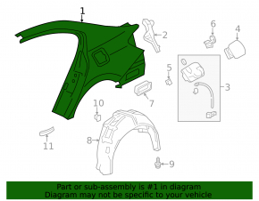 Quarter wing rear left Honda Accord 13-17