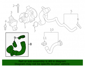 Water pump lower pipe BMW F30 14-18 N20