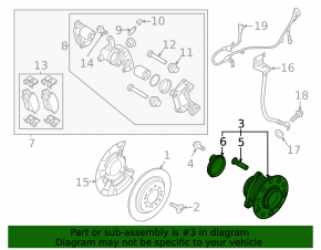 Rear right hub Hyundai Tucson 22-26 FWD without Park Assist