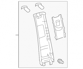 Left center pillar trim, upper belt, gray, Toyota Sienna 2010-2011