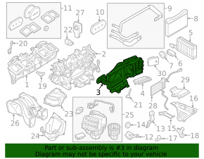 The bare heater housing of the BMW 5 F10 11-16, central part