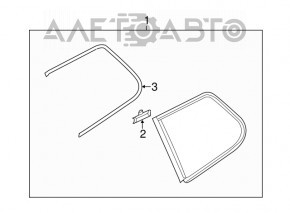 Rear left blind glass window VW Touareg 11-17 chrome