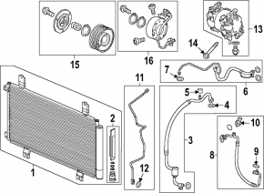 Air conditioning tube condenser-compressor Honda CRV 23- 1.5T