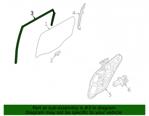 Rear right window seal for Kia Sorento 10-15