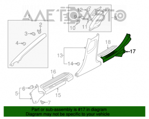 Inner rear right door sill trim for Hyundai Azera 12-17