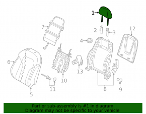 Front left headrest for Audi Q7 4L 10-15, black leather