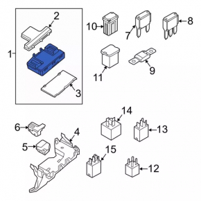 Underhood fuse box Ford Edge 19- 2.0T broken mount