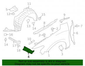 Front left fender bracket Nissan Maxima A36 16-23 upper