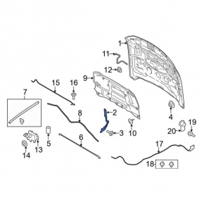 Hood hinge left Ford Mustang mk6 15-17