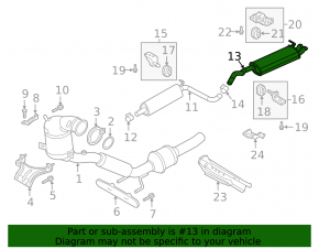 Rear muffler with barrel for VW Jetta 19-21