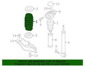 Rear left spring Audi Q3 8U 15-18 stiffness 2 gray, 3 green AWD