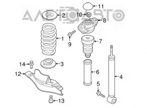 Rear left spring Audi Q3 8U 15-18 stiffness 2 gray, 3 green AWD