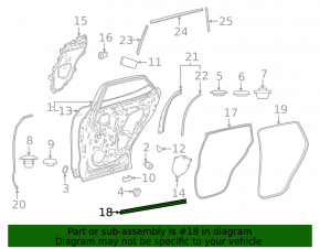 Lower rear left door seal for Lexus NX 22-25