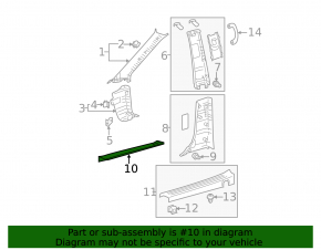 Door sill trim front left Toyota Sienna 15-20 gray
