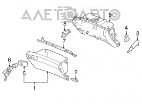 Honda Accord 13-17 glove compartment, black, without lock