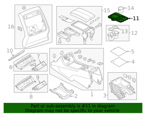 Wood-look center console trim with cup holder for VW Touareg 11-14