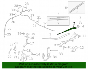 Left wiper arm for Mitsubishi Outlander 14-22