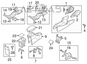 Central console central cup holder Hyundai Veloster 12-17 MKPP