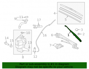 Left wiper arm for Lexus ES250 ES300h ES350 19-26