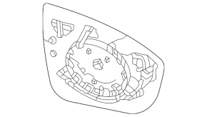 Left mirror element Nissan Murano 25-26 heated