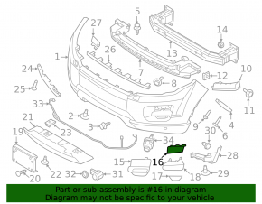 Left front bumper cap for Land Rover Range Rover Evoque 12-15, upper, under fog lights