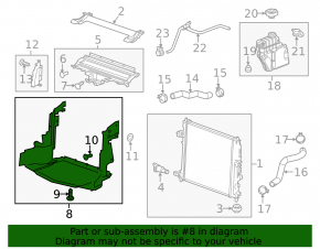 Lower radiator deflector Cadillac CTS 14-19 2.0T
