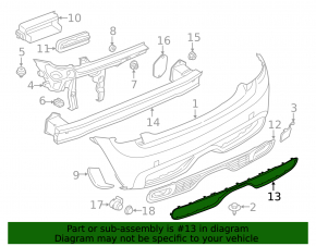 Lower rear bumper trim Mini Cooper 14-21 S model