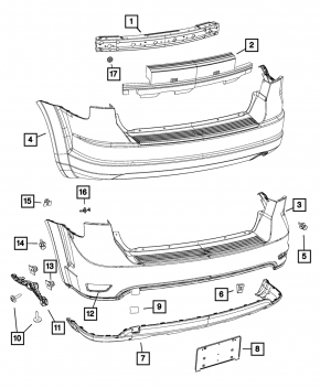 Rear bumper mount right Dodge Journey 11-13