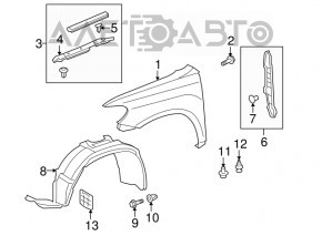 Seal wing hood-wing left Toyota Highlander 08-10