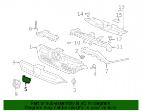Front bumper trim for radar cruise Honda CRV 20-22