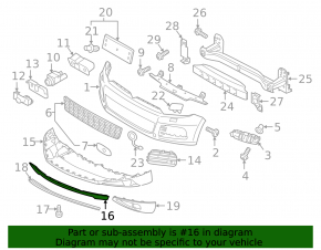 Front Bumper Lip Cover Central VW Touareg 11-14