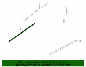 Door-glass molding, center front left, Nissan Rogue 2015